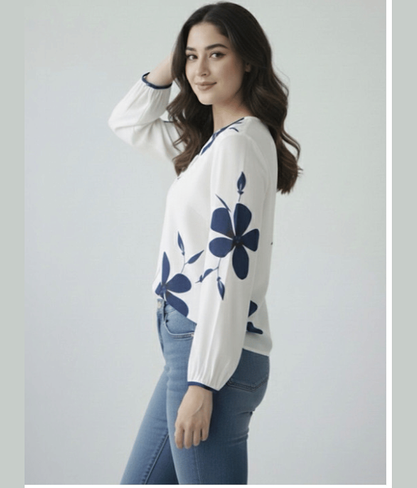 HF WARD Women's Cotton Regular Top ( Blue ) view 2