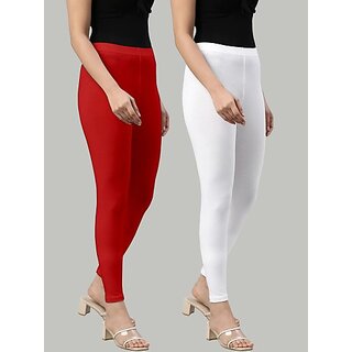 SHE PURE LUXURY WEAR Ankle Length Ethnic Wear Legging (Red, White, Solid) view 2