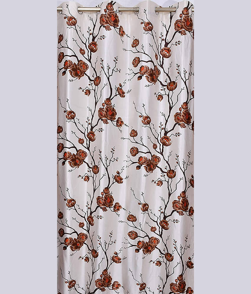 Kraftiq Homes Floral Semi-Transparent Eyelet Curtain 7 ft ( Pack of 5 ) - Multicolor view 2
