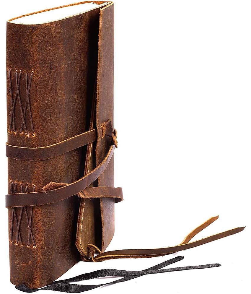 Finished Leather Journal With 100% Handmade Paer A5 Diary Unruled 200 Pages (Brown) view 2
