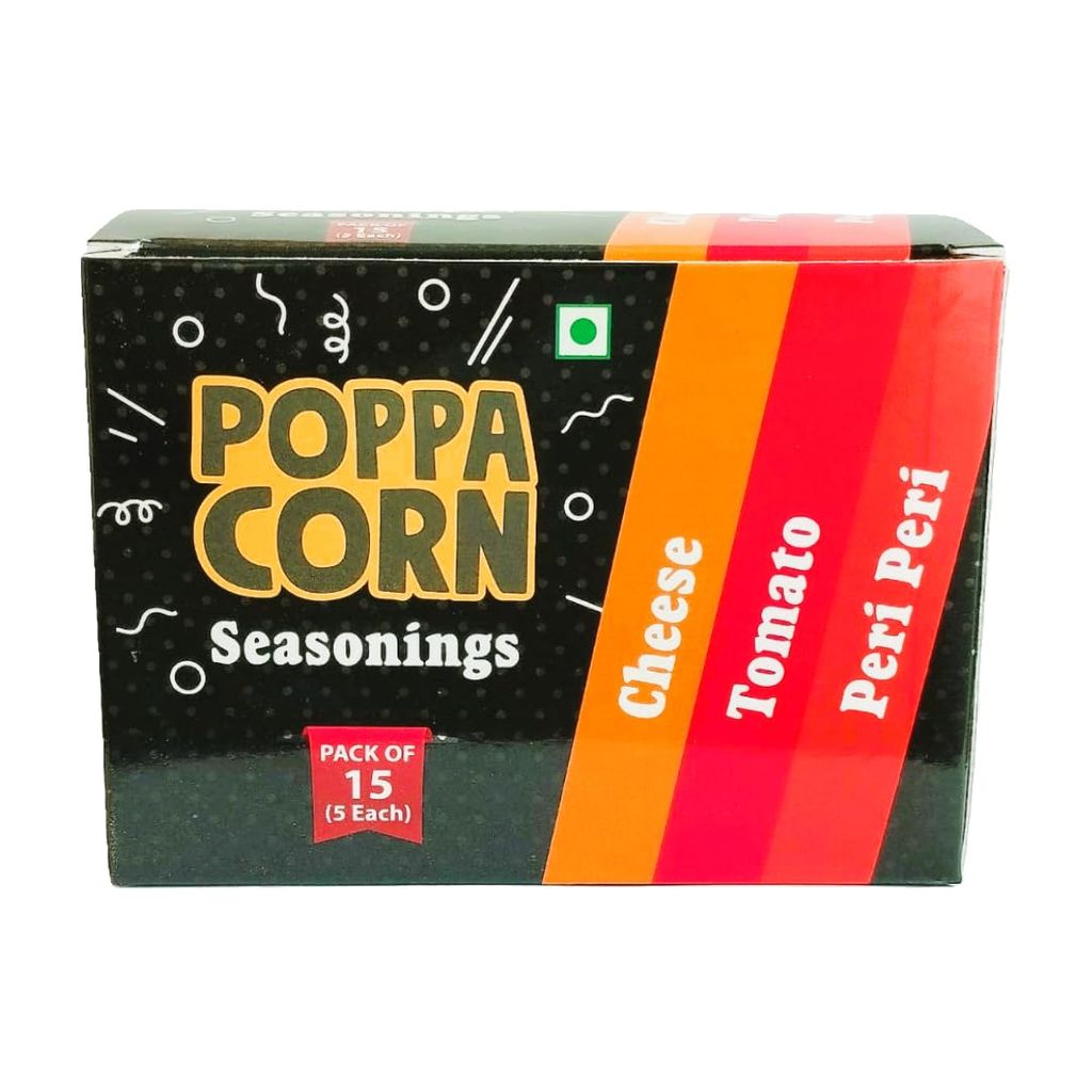 POPPACORN Seasoning Mix Pack, Cheese, Tomato, Peri Peri Flavours, 15 Sachets (5 Pouches Each) view 2