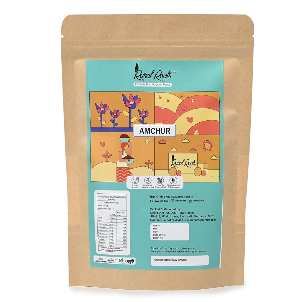 Rural Roots Amchur Powder - 200 Gram | Vegetable Masala | Sun-Dried Raw Mango Spice for Tangy Taste | Organic Dry Mango Powder | Khatai 100% Vegan, Gluten Free & No Preservatives view 2