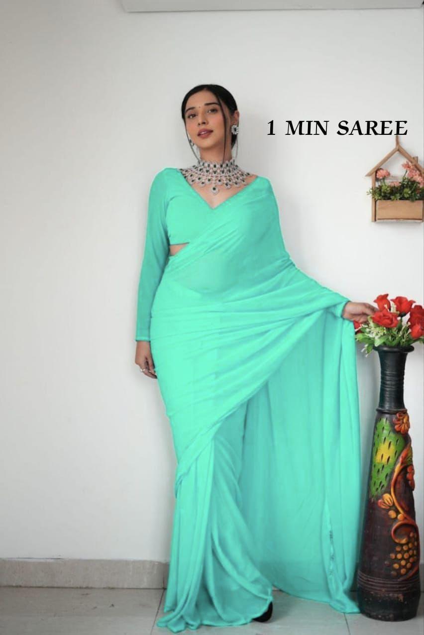 Plain Georgette Ready to Wear Saree Party Wear