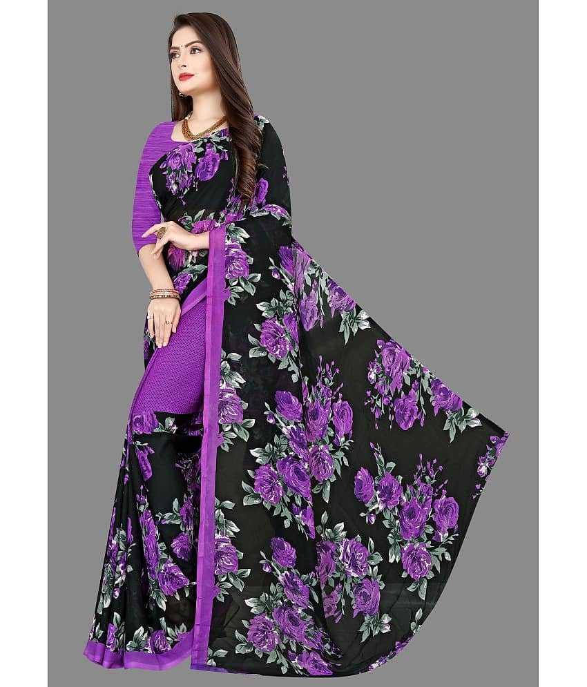 ANAND SAREES Georgette Printed Saree With Unstitched Blouse Piece ( Yellow ) view 2