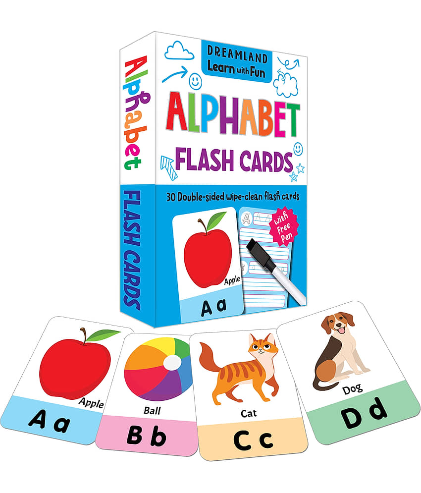 Flash Cards Alphabet - 30 Double Sided Wipe Clean Flash Cards for Kids (With Free Pen) - Early Learning view 2