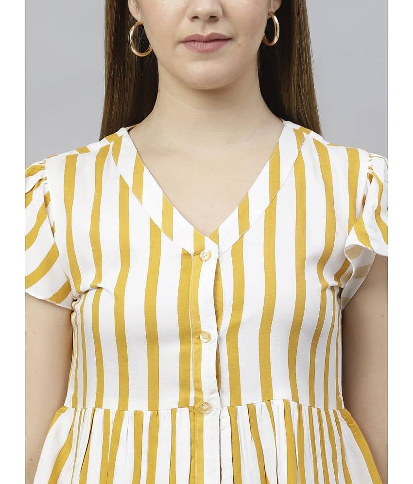 Flamboyant Yellow Rayon Women's Peplum Top ( Pack of 1 ) view 2