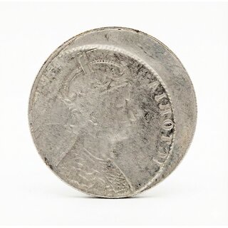 Brockage Error 1 Rupee, Victoria Queen Silver Plated Ancient India Coin Heritage view 2