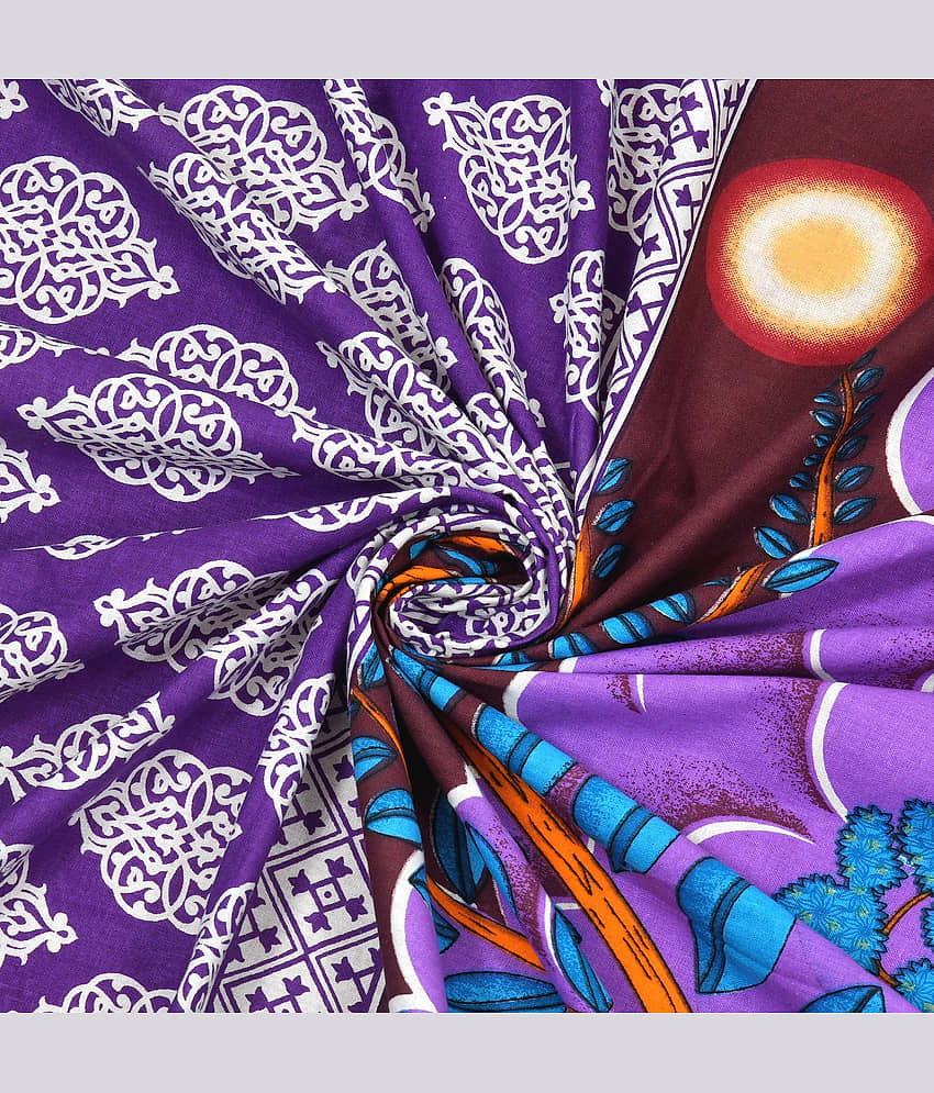 Cosito Cotton 1 Single Bedsheet with 2 Pillow Covers ( Purple ) view 2