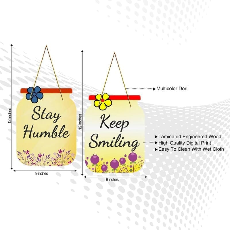 Charmor Stay Humble Decorative Wooden Wall Hanger for Living Room | Bedroom | Office | Gift | Home Decoration (WH3210),Set of 2 view 2