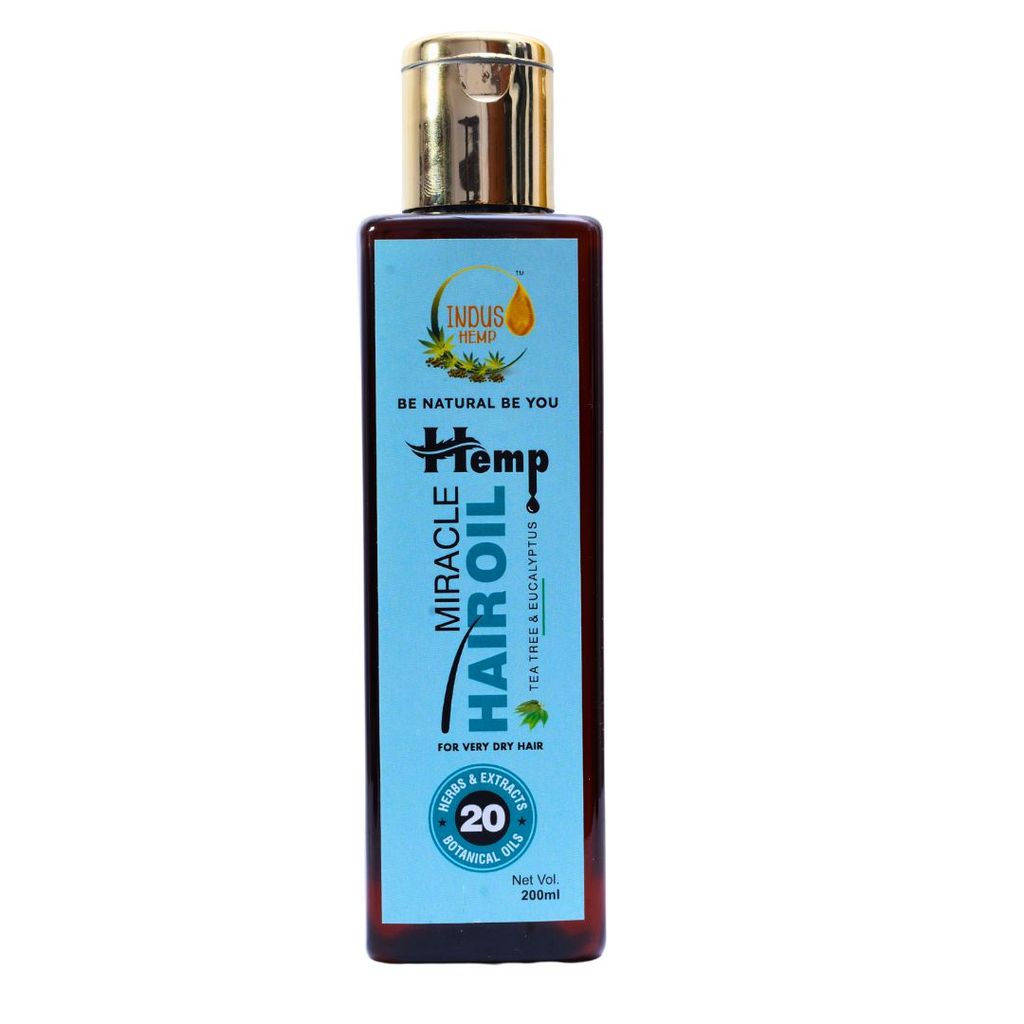 INDUS HEMP MIRACLE HAIR OIL | 200ML | TEA TREE & EUCALYPTUS | FOR VERY DRY HAIR | 20 HERBS & BOTANICAL OILS | view 2