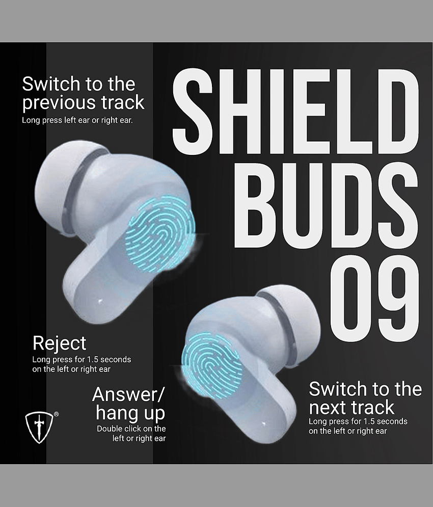 ShieldBuds09 TWS Earbuds, 15H Playtime, Game Mode Low Latency, Bluetooth 5.4 Wireless Earphones (White) view 2