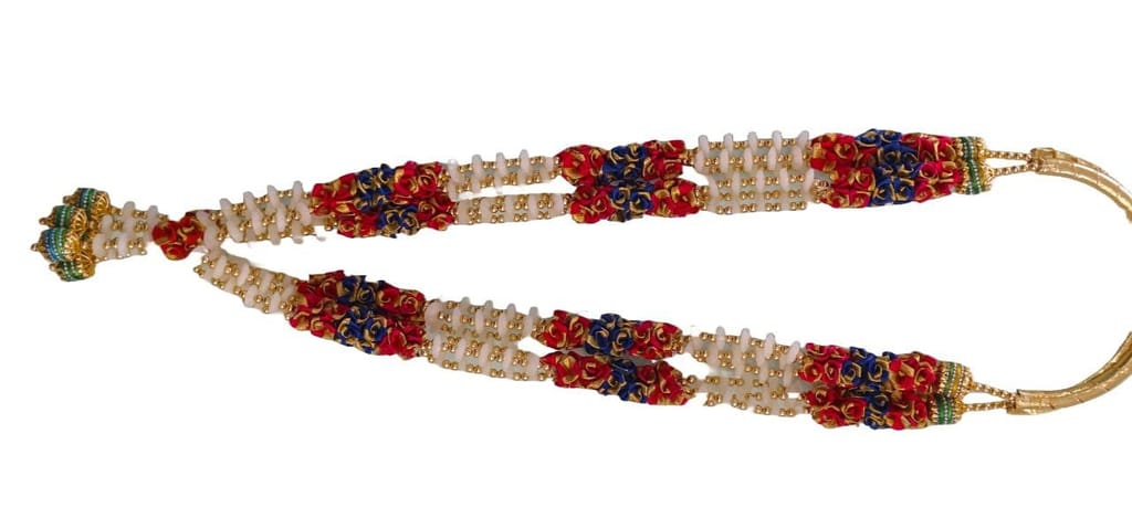 Bridal Varmala Garland of Red and Blue Artificial Flowers view 2