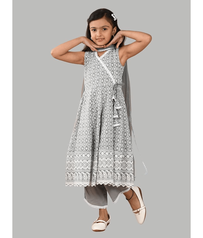 HLGARMENTS Girls Cotton Anarkali Suit Set ( Pack of 3 , Sky Blue ) view 2