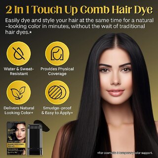 (PACK OF 1) New Hair Color Comb Stick, Waterproof and Sweat-Proof Instant Hair Dye Stick Grey Hair Coverage for Men & Women, Easy Application BLACK view 2