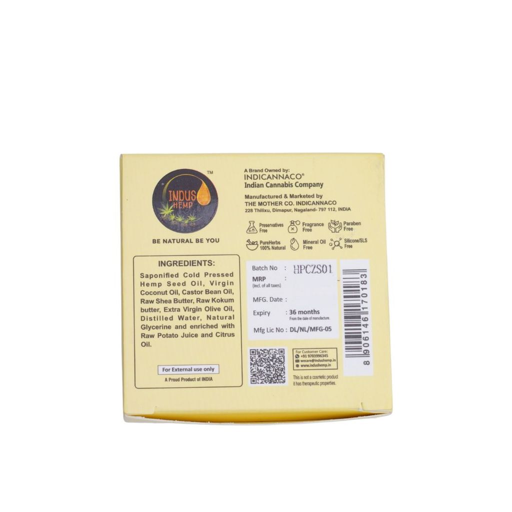 INDUS HEMP POTATO & CITRUS ZEST | LUXURY FACE & BODY SOAP | LIGHTNES PIGMENTATION & BRIGHTENS SKIN PERFECT FOR SENSITIVE SKIN | HANDMADE SOAP | 100g 3.52 oz view 2