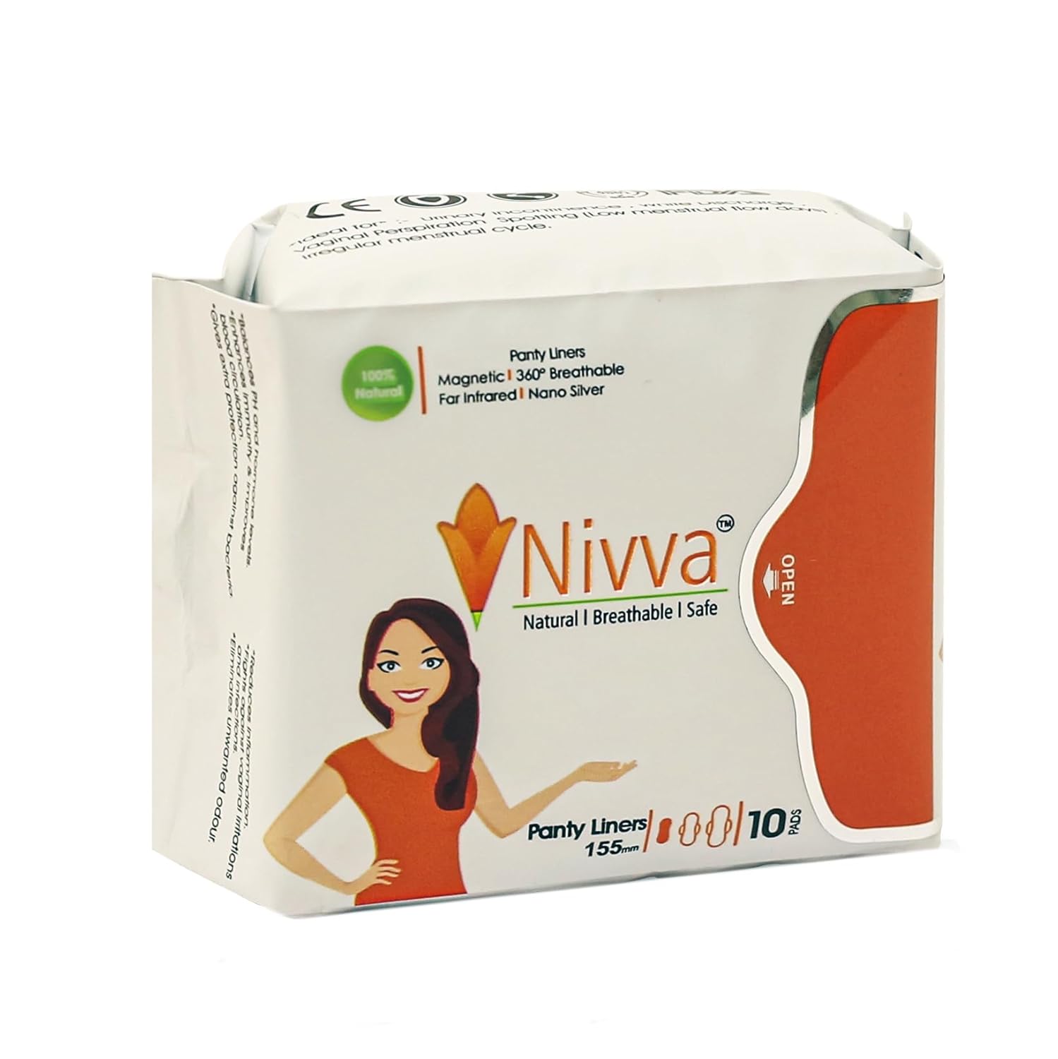 Nivva Panty Liners 155 mm, 10 Pads - Pack of 5 view 2