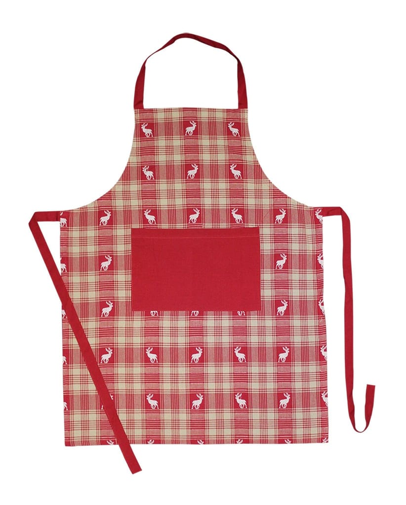 AIRWILL, 100% Cotton Designer Jacquard Weaved Aprons, Sized 65cm in Width & 80cm in Length with 1 Center Pocket, Adjustable Buckle on Top and 2 Long Ties on Both 2 Sides. Pack of 1 piece view 2