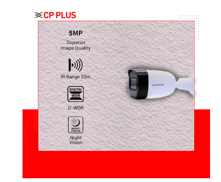 CP PLUS 5MP IR Outdoor Bullet Camera | 3.6MM Lens Up to 20M IR Distance | Max. 25fps@5MP (16:9 Video Output), White - CP-USC-TC51PL2-V3 view 2