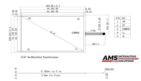 AMS TOUCH 15.6" 5 Wire Resistive Touchscreen view 2
