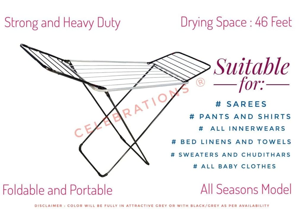 CELEBRATIONS Steel Cloth Drying Stand (Grey) view 2