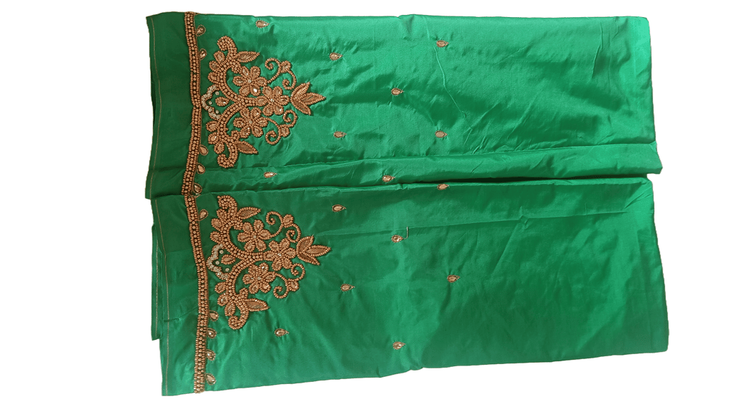 Green blouse with intricate zari and stone embroidery work view 2