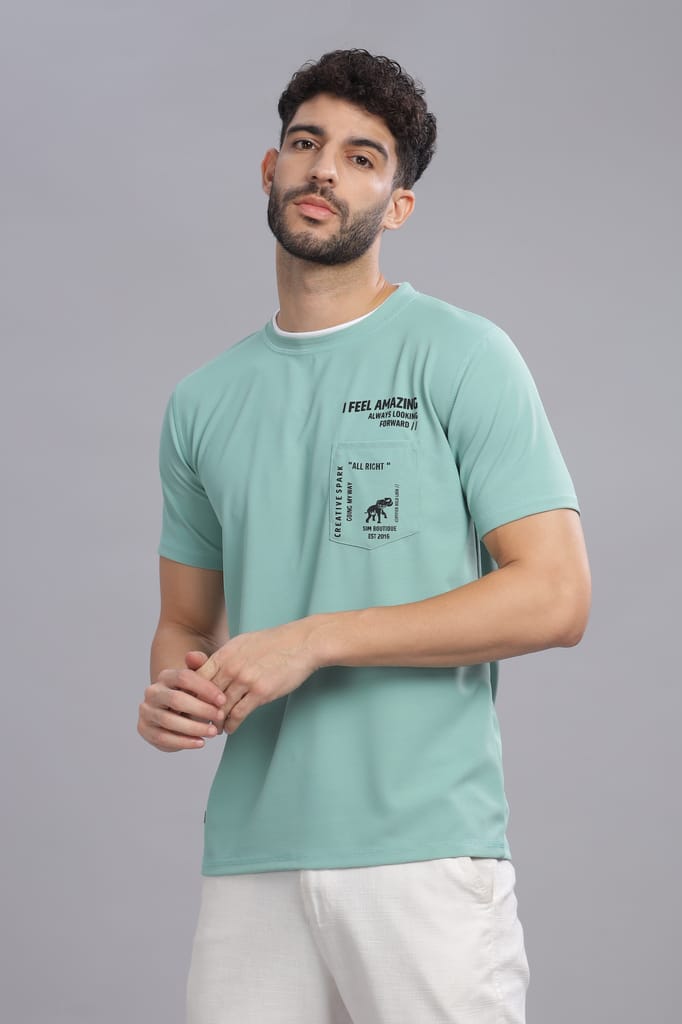 Men Printed Round Neck Polyester White T-Shirt