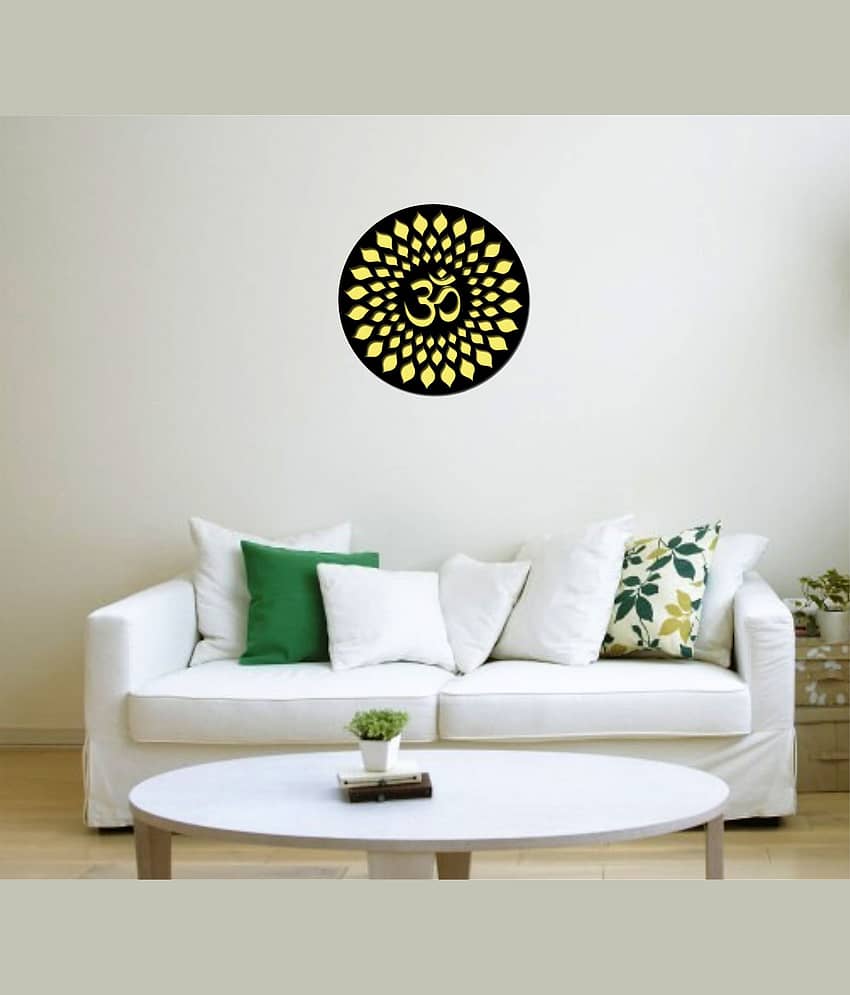 Asmi Collection Black and Golden Acrylic 3D OM Wall Sticker ( 30 x 30 cms ) view 2