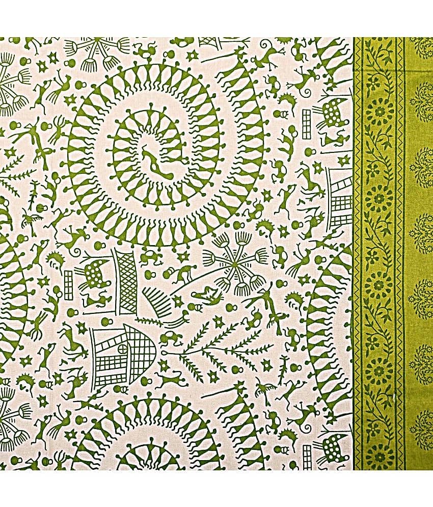 Uniqchoice Cotton Abstract 1 Single Bedsheet with 1 Pillow Cover - Green view 2