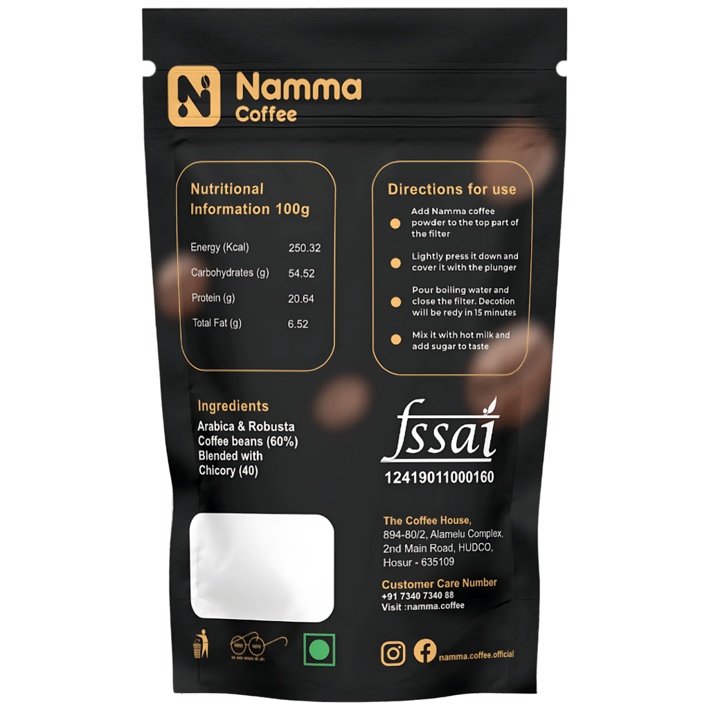 Namma Coffee - Chicory Blend Filter Coffee Powder - 70% Coffee, 30% Chicory | Authentic South Indian Filter Coffee | Freshly Roasted, Strong And Aromatic view 2