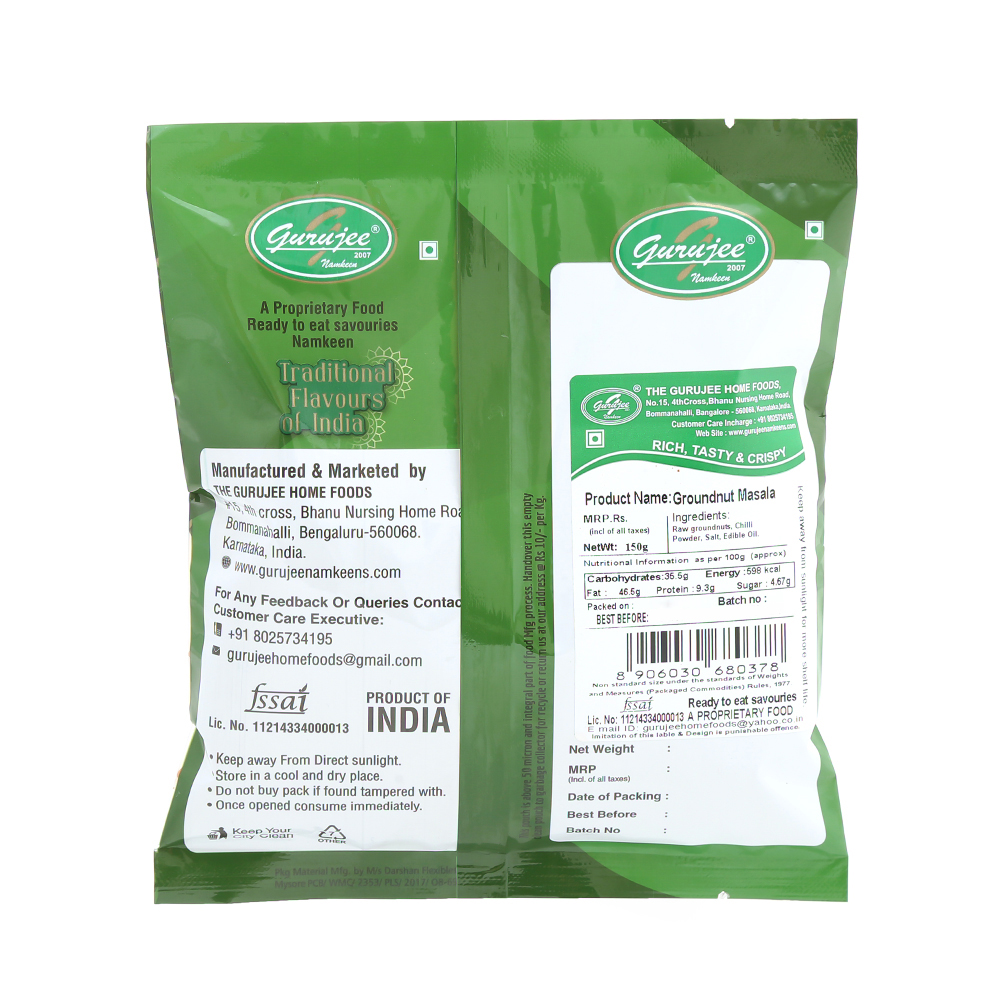 Gurujee Namkeen Groundnut Masala, 150 gm view 2
