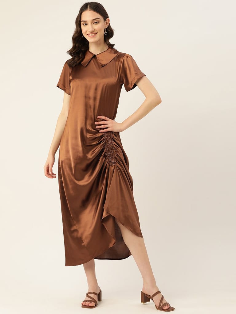 Rue Collection Peter Pan Collar Satin Maxi Dress view 2
