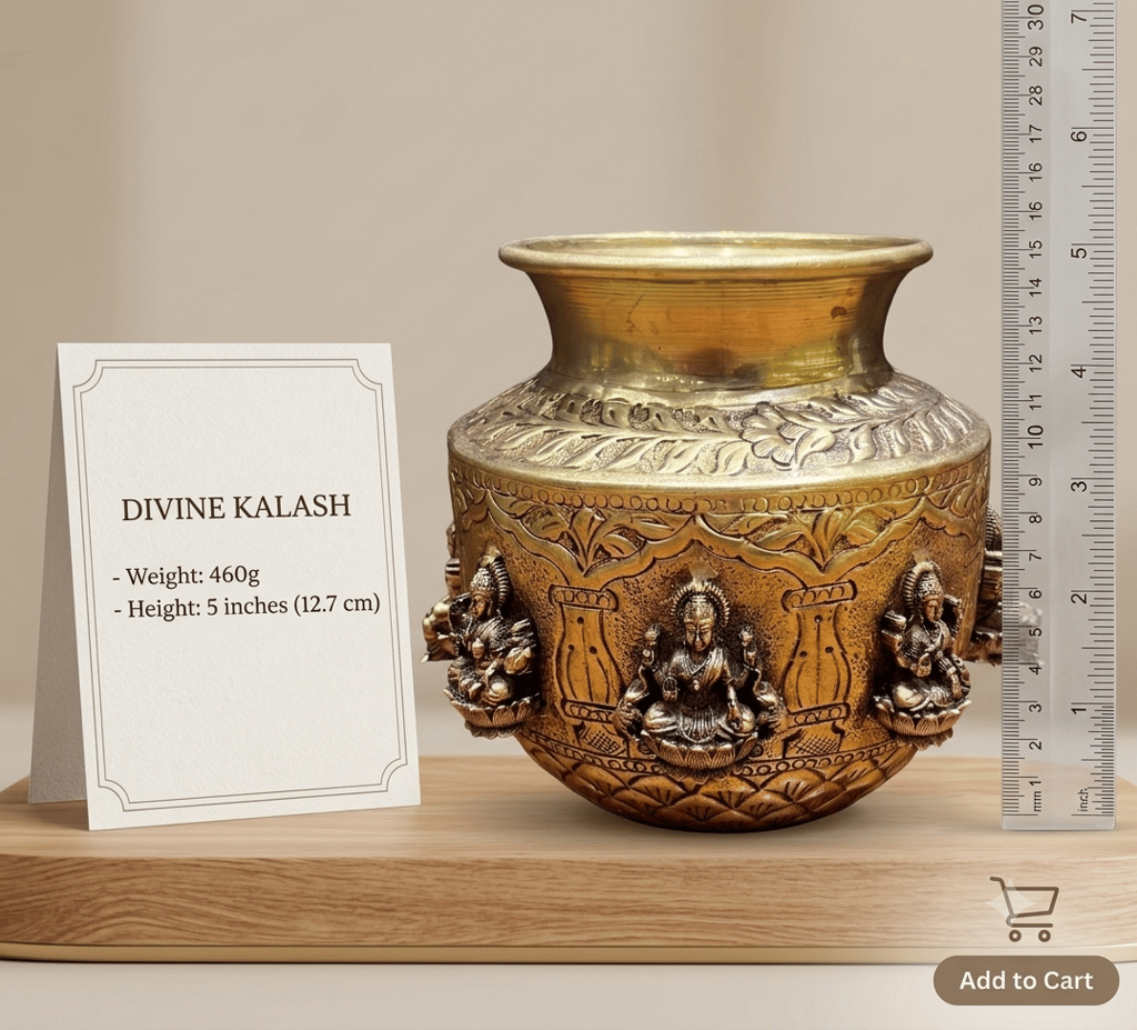 Exquisite Handcrafted Brass Ashta Lakshmi Kalash view 2