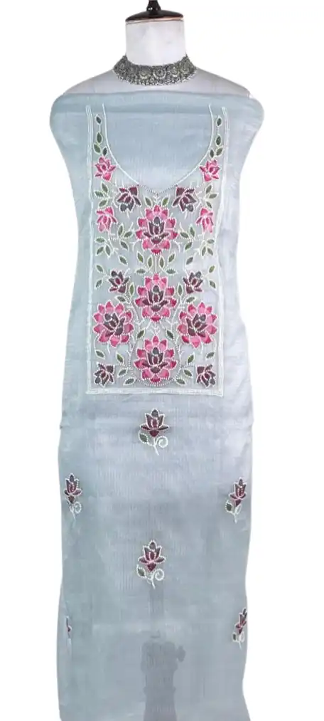 Kota Doria Dress Material Burgundy Rose Yoke view 2