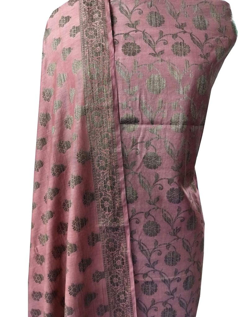 Naveera Women's Cotton Silk Banarasi Unstitched Salwar Suit Dress Material With Cotton Dupatta view 2
