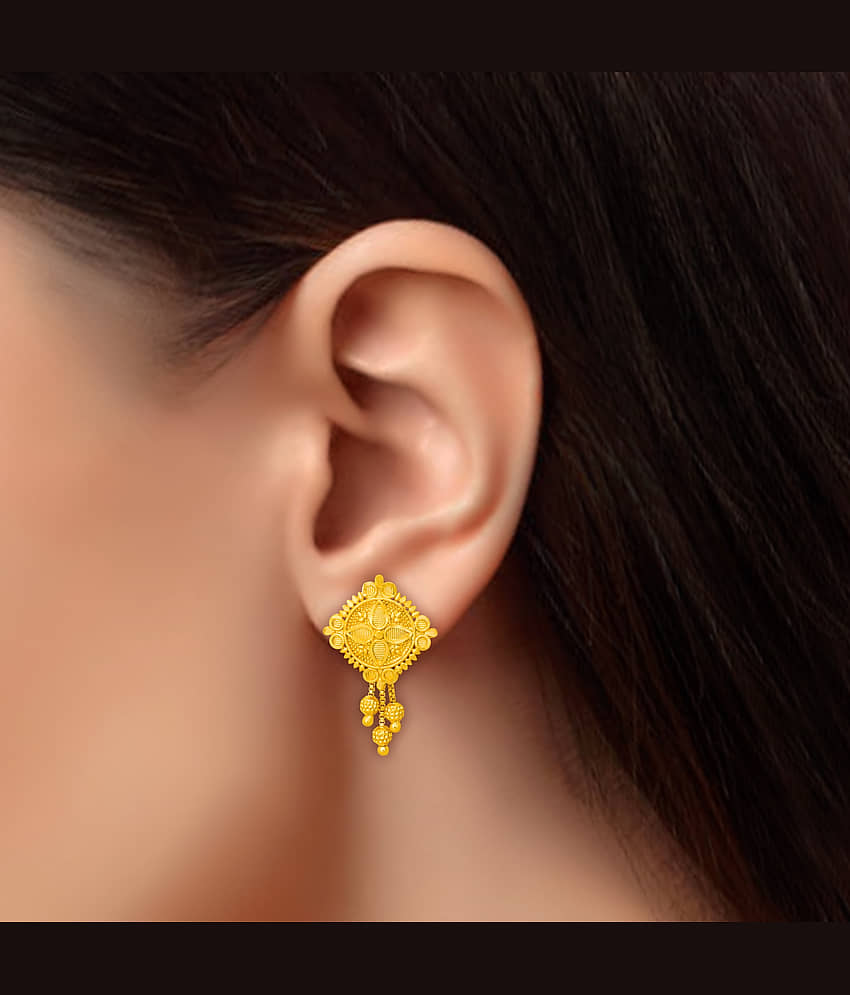 LUV FASHION Golden Danglers Earrings ( Pack of 1 ) view 2
