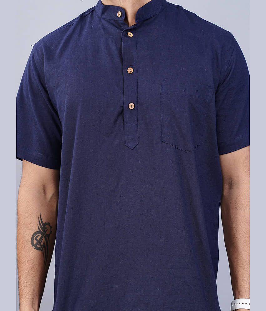 QuaClo - Blue Cotton Men's Regular Kurta ( Pack of 1 ) view 2
