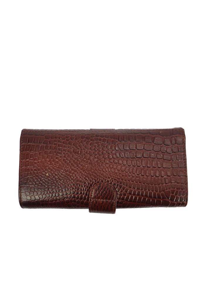 Genuine Leather Croco Style Causal Tan Clutch for women view 2