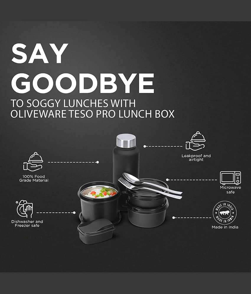 Oliveware Teso Pro Stainless Steel Lunch Box 3 Container (Pack of 1) view 2