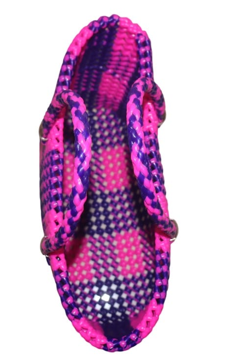 Pink and Purple Checkered Woven Tote Bag view 2