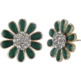 Changeable Backdrop Stud Earrings for Girls Brass Material Earrings for Women's Fashion Jewellery for Party view 2