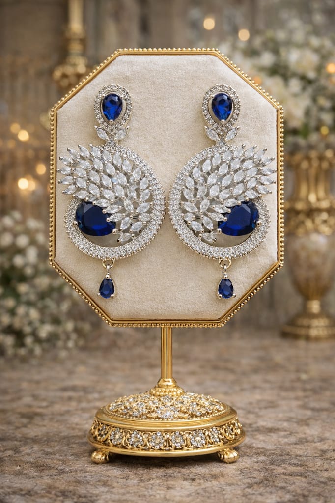✨Luxury Blue American Diamond Dangle Earrings for Women | Party & Wedding Wear Statement Earrings ✨