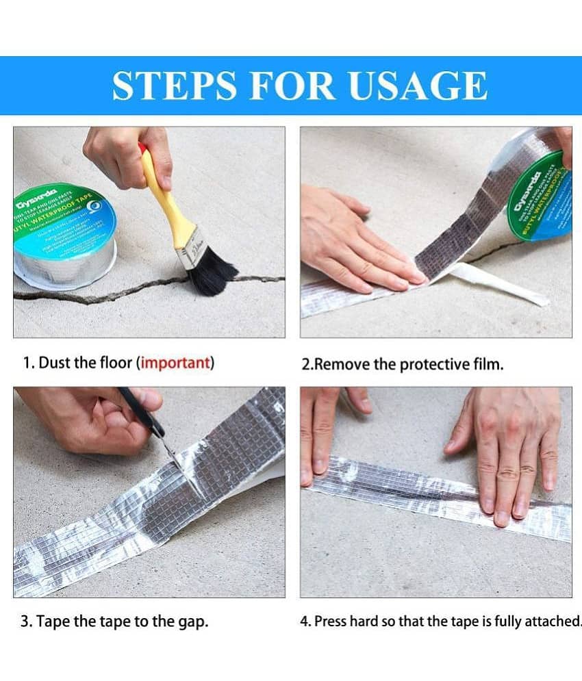 ST Aluminium Foil Self adhesive UV Protection Waterproof Tape Suitable for Tents, Sleeping Bags , Roof Leak, Surface Crack (Silver) view 2