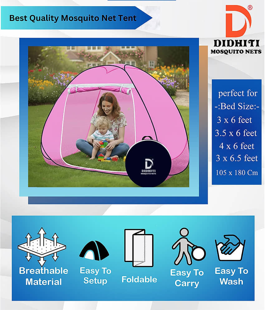 didhiti - Dark Blue Polycotton Foldable Mosquito Net ( Pack of 1 ) view 2