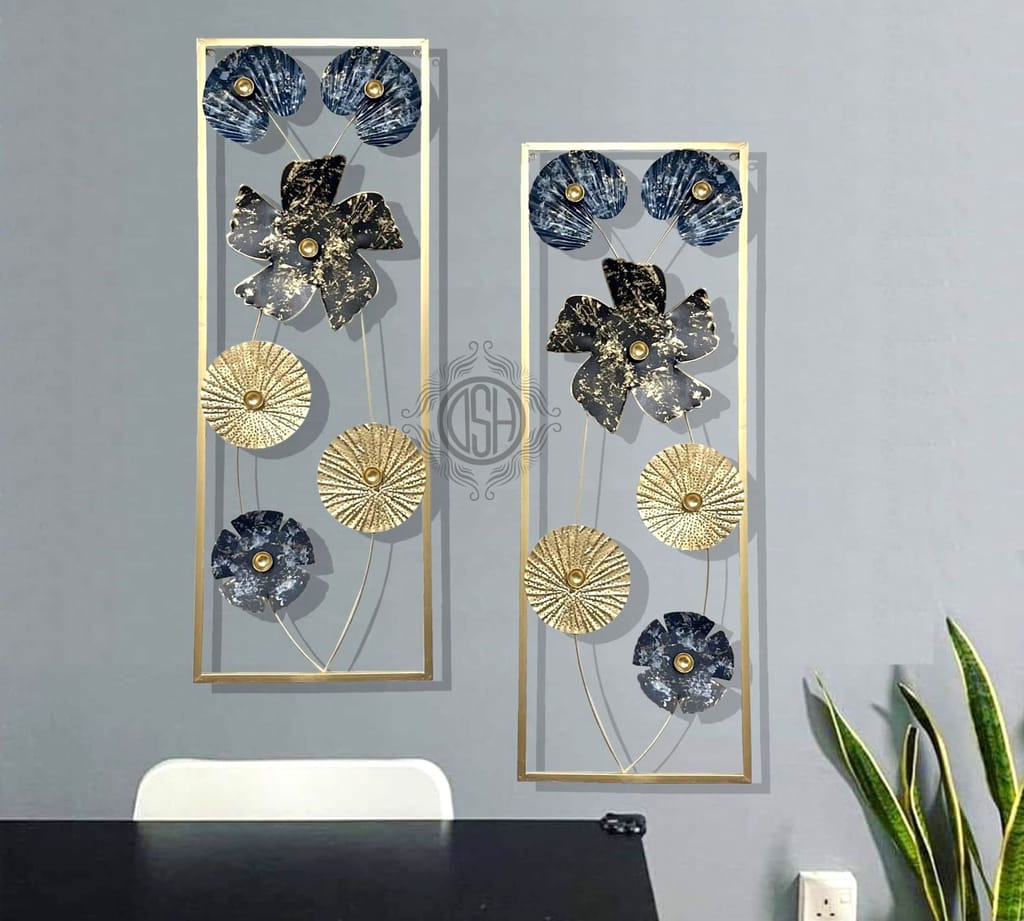 Metal Wall Art Wall Sculpture Set Of-2 Multicolor Leaf Wall Art Perfect For Living Room Bedroom Home Hotel Decoration. view 2