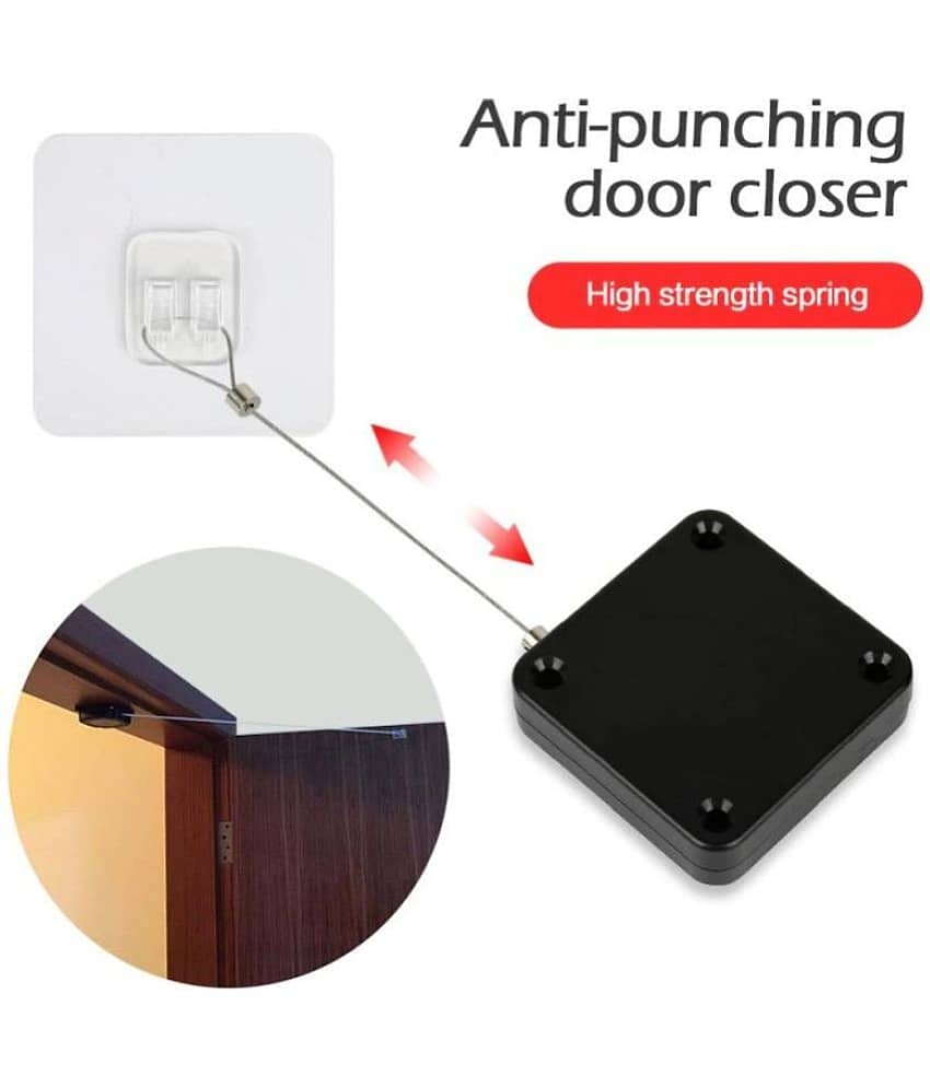 Punch-Free Automatic Sensor Door Closer, Multifunctional Automatic Door Closer, Residential Commercial Auto Door Closer with Drawstring, Closer Door for Internal, Home, Storm view 2