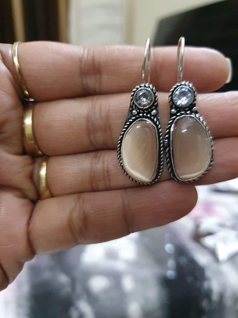 German Silver Oxidized Hoops Earrings view 2
