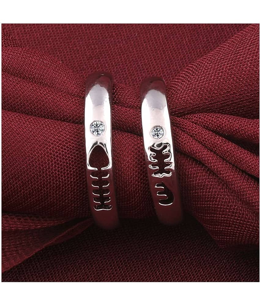 SILVERSHINE Silverplated Fashionista Solitaire His and Her Adjustable proposal couple ring For Men And Women Jewellery view 2