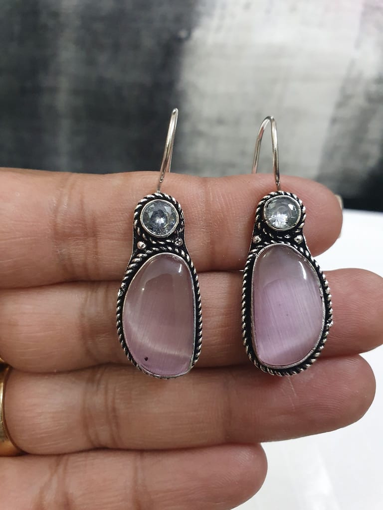 German Silver Oxidized Hoops Earrings view 2