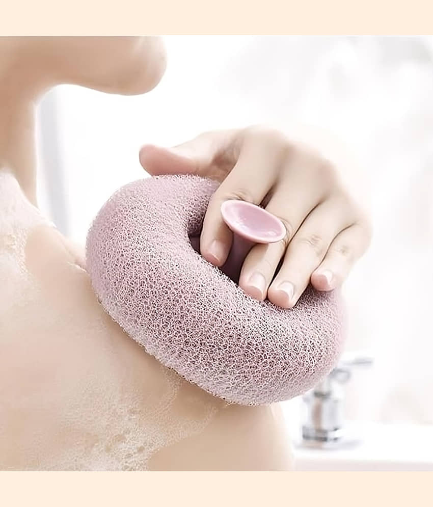 Multicolour Loofah Body Scrubber Shower Puffs with Suction Cup for Men and Women (2 pcs) view 2