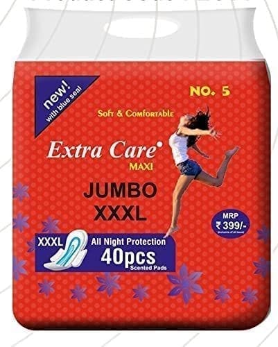 ALIZEE Extra Care Red Maxi Sanitary Pads for Women | Skin Friendly, Odour free Sanitary Napkins for Day & Night Leak Protection (80 Sanitary Pad, Size 3XL) Pack of 2 view 2